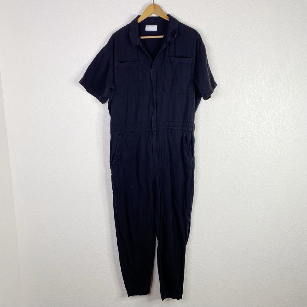 ASOS Design Black Short Sleeve Boiler Suit Jumpsuit
